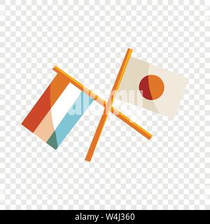 Japan and Netherlands flags icon, cartoon style Stock Vector