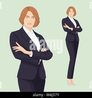 Peoples. Business Woman confident. Successful people. Elegant Women. Adult person. Vector Illustration. Stock Vector