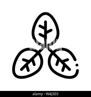Bush Offshoot Plant Leaves Vector Thin Line Icon Stock Vector
