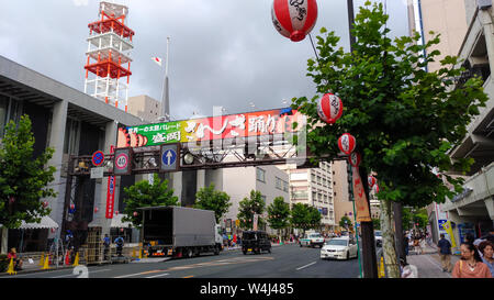 City view of Morioka, during the Sansa Odori Festival, citizens can enjoy watching traditional dance and performance Stock Photo