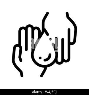 Hands And Drop Moisturizer Vector Thin Line Icon Stock Vector