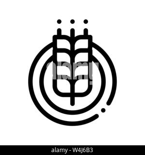 Wheatear In Round Frame Vector Thin Line Icon Stock Vector