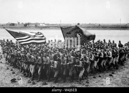 Recruiting publicity photograph 'First to Fight.' A group of U.S. Marines. US Marine Corps Recruiting Publicity Bureau., 1918 Stock Photo