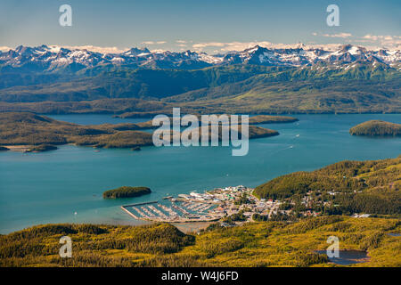 Aerial Cordova, Orca Inlet, Prince William Sound, Chugach National Forest, Alaska. Stock Photo