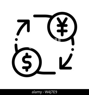 Currency Money Dollar Yen Vector Thin Line Icon Stock Vector