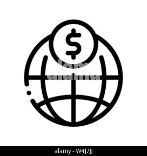 World Payment Coin Transfer Vector Thin Line Icon Stock Vector
