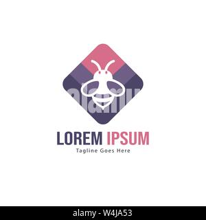 Bee logo template design. Minimalist bee logo with modern frame vector design Stock Vector
