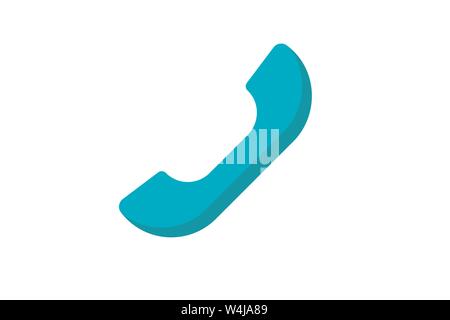 Telephone handset symbol button blue icon. Call pictogram vector illustration Stock Vector