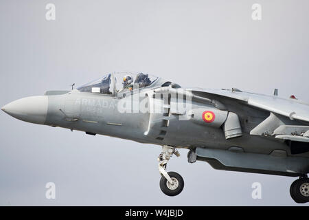 One of two Spanish Navy AV-8B Harrier ii performing at the 2019 RIAT air show, Fairford, Gloucestershire, uk Stock Photo
