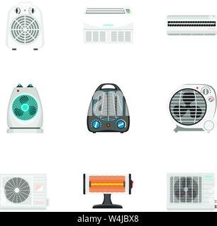 Fan icon set. Flat set of 9 fan vector icons for web design isolated on white background Stock Vector