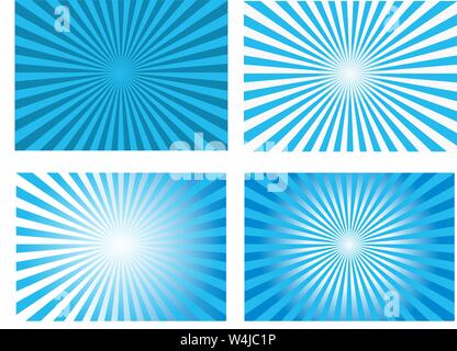 set blue sunburst retro backgrounds Stock Vector
