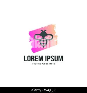 Bee logo template design. Minimalist bee logo with modern frame vector design Stock Vector