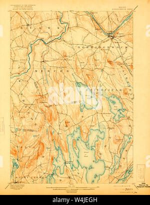 Maine USGS Historical Map Norridgewock 807588 1898 62500 Restoration Stock Photo