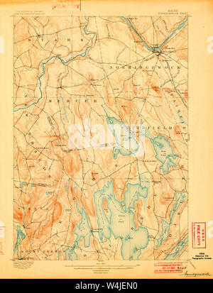 Maine USGS Historical Map Norridgewock 807590 1898 62500 Restoration Stock Photo