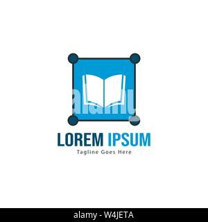 Book logo template design. minimalist book logo with modern frame vector design Stock Vector