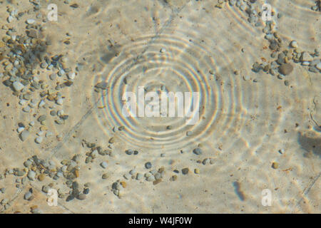 Ripples and rings on water surface in pool, top view Stock Photo