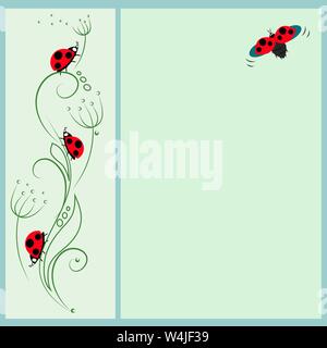 ladybugs on the leaves of grass Stock Vector