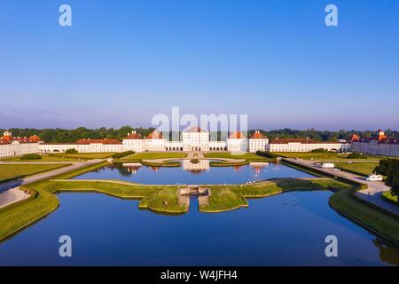 Castle Nymphenburg with castle park, view from east, aerial view, Munich, Upper Bavaria, Bavaria, Germany Stock Photo