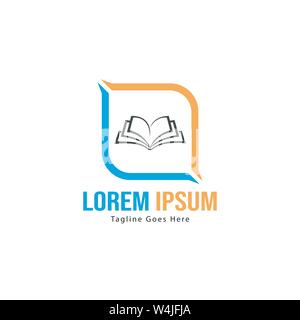 Book logo template design. minimalist book logo with modern frame vector design Stock Vector