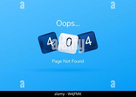 404 error page template for website. 404 written with computer buttons. Computer keyboard keys. Website 404 page creative concept. Vector illustration Stock Vector