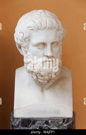 Bust of the Greek playwright Sophocles, Achilleion Palace, Gastouri, Corfu Island, Ionian Islands, Greece Stock Photo