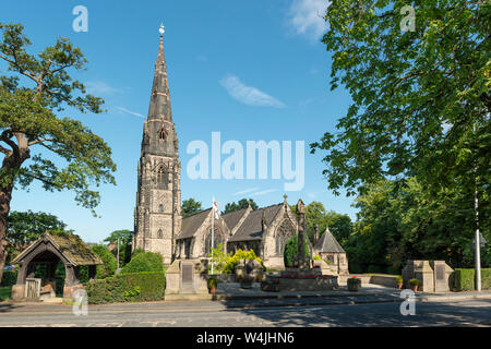 The Parish Church of St Philip and St James on Ryleys Lane in the small town of Alderley Edge in Cheshire, UK. Stock Photo