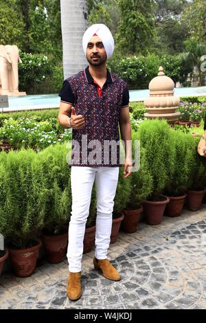 Delhi, India. 23rd July, 2019. bollywood actor, daljit dosanjh, during thepress conference for the upcoming movie arjun patiala Credit: Jyoti Kapoor/Pacific Press/Alamy Live News Stock Photo