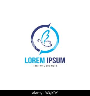 Butterfly logo template design. Minimalist Butterfly logo with modern frame vector design Stock Vector