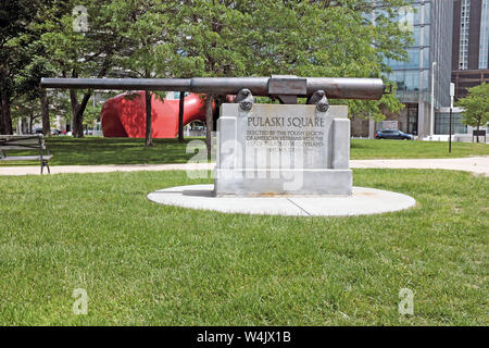 American Revolutionary War hero General Casimir Pulaski, from Poland, is honored by the memorial polish rifle in Cleveland, Ohio, USA. Stock Photo