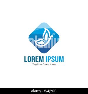 Butterfly logo template design. Minimalist Butterfly logo with modern frame vector design Stock Vector