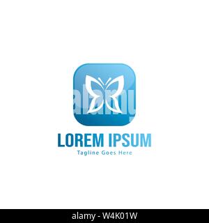 Butterfly logo template design. Minimalist Butterfly logo with modern frame vector design Stock Vector