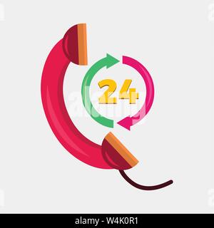 24 hour hotline concept vector illustration Stock Vector