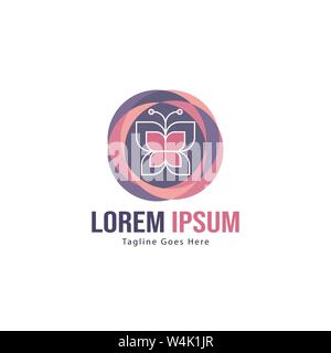 Butterfly logo template design. Minimalist Butterfly logo with modern frame vector design Stock Vector