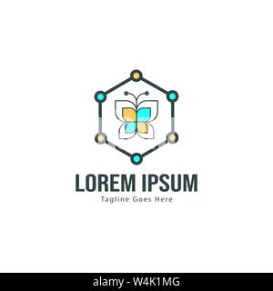 Butterfly logo template design. Minimalist Butterfly logo with modern frame vector design Stock Vector