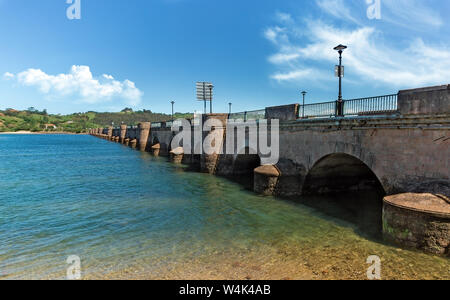 old bridge in the city of San Vicente de la Barquera Spain Stock Photo