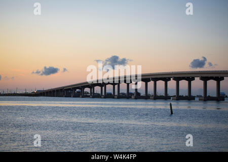 Bridge over Barataria Bay in Grand Isle, Louisiana Stock Photo