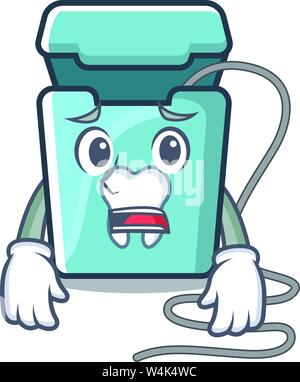 Afraid dental floss in a mascot box vector illustration Stock Vector