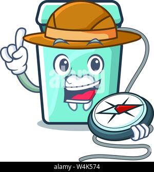 Explorer dental floss in a mascot box vector illustration Stock Vector