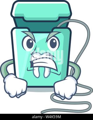 Angry dental floss in a mascot box vector illustration Stock Vector