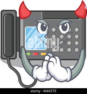 Devil fax machine above the cartoon table vector illustration Stock Vector
