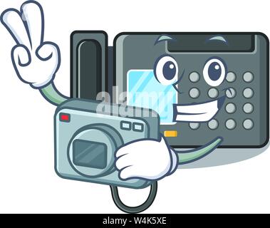 Photographer fax machine above the cartoon table vector illustration Stock Vector