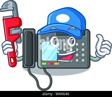 Mechanic fax machine stuck the cartoon wall vector illustration Stock ...
