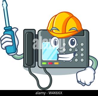Mechanic fax machine stuck the cartoon wall vector illustration Stock ...
