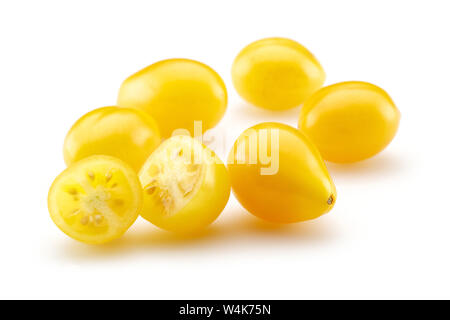 Yellow cherry tomatoes isolated on white background Stock Photo