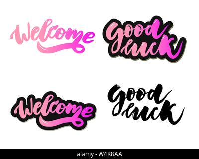 welcome lettering text. Modern calligraphy style illustration Stock Vector