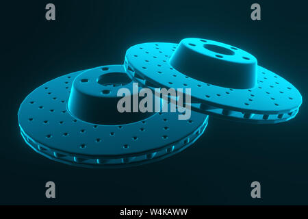 3D rendering. Auto parts for passenger car, new brake disk. Spare parts brake disk for brake system Stock Photo