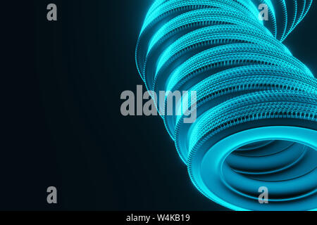 New winter tires with a modern tread on the blue background. 3D rendering high resolution image. Tires for truck and car Stock Photo