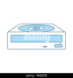 CD-ROM Icon. Thin Line With Blue Fill Design. Vector Illustration. Stock Vector