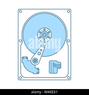 HDD Icon. Thin Line With Blue Fill Design. Vector Illustration. Stock Vector