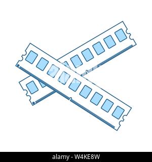 Computer Memory Icon. Thin Line With Blue Fill Design. Vector Illustration. Stock Vector
